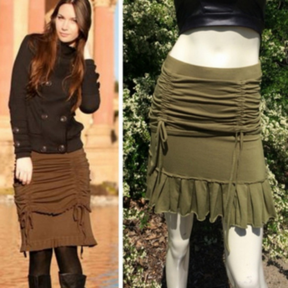 nomads Hemp Wear Olive drawstring skirt XS - Picture 3 of 5